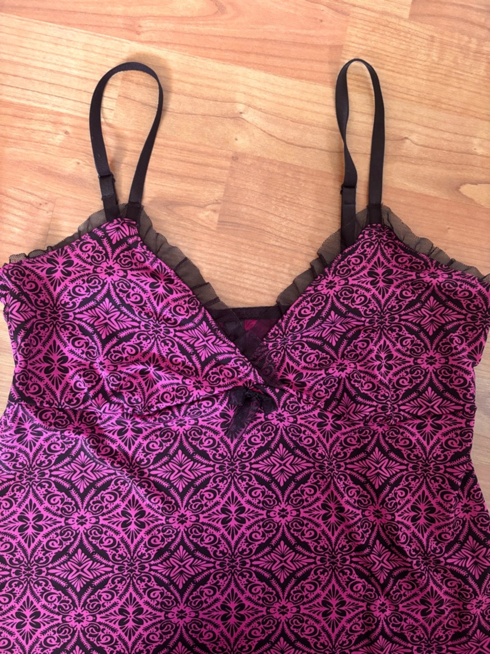 Pink & Black Y2K Nightgown Slip Dress